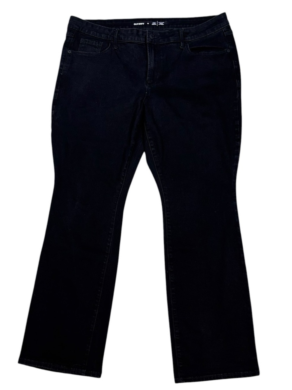 Old Navy Black Mid Rise Kicker Boot Cut 5 Pocket Button Zip Close Jeans 16